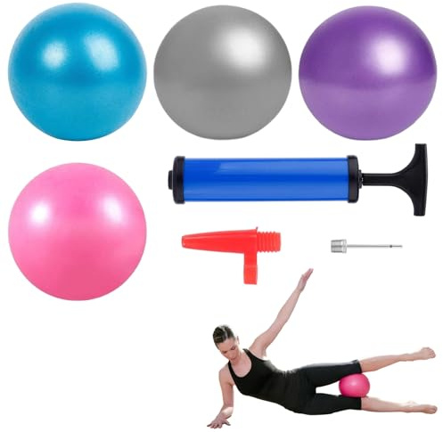 Yoga Ball 25 cm Set 4 Stück Pilatesbälle Mini Fitness rutschfest mit Pumpe für Training zu Hause Büro Stretching Balance Gymnastik