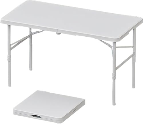 Gartentisch Klappbar Wetterfest Tragba, Campingtisch Reisetisch Höhenverstellbar mit Griff, Klapptisch 120x60x74cm(LxBxH) aus Eisen + PE für Garten Terrasse Camping Balkontisch Buffettisch, Weiß