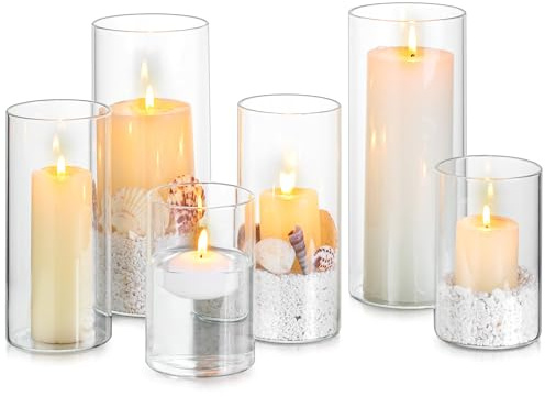 Glasseam Windlicht Glas Kerzengläser Groß: 3er Set Verdickte Kerzenglas | 3 Verschiedene Größen, 3mm Dick, Modern Vase, Windlicht Outdoor, Tischdeko Hochzeit Deko Wohnzimmer
