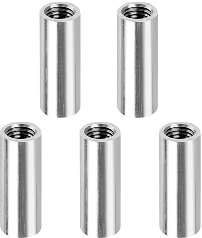 Manguitos de rosca redondos M6 × 30 mm, 5 unidades, casquillo de rosca M6 de acero inoxidable, tuercas largas, manguito de viento M6 x 20 V2A, rosca interior, manguitos de rosca para turbinas de vapor