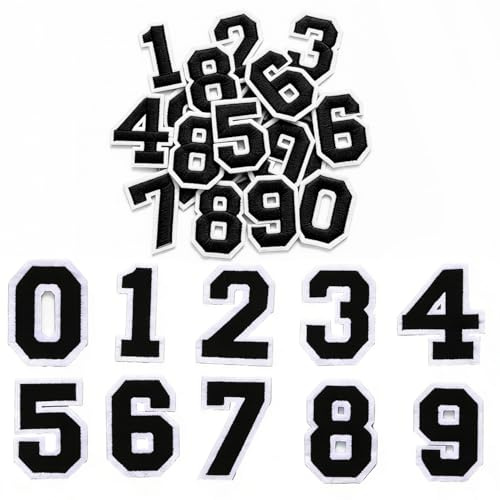 KEJOL 40 Pcs Iron on Numbers for Clothes, Black 0-9 Iron on Numbers Patches, 1.8 Inch Embroidered Patches Number Transfers for Clothes, Dress, Hat, Socks, Jeans, DIY Accessories