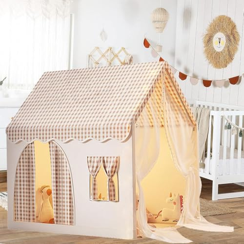 Kinderzelt, Spielhaus Kinder Indoor, Weicher und Bequemer Stoff, Kinder Bettzelt, Kinderspielzelt, Prinzessin Zelt mit Fenstern, Zelt Kinderzimmer, Kinderspielhaus für Kleinkinder