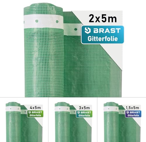 BRAST Gitterfolie Gewächshausfolie 250 g/m² | 20 Größen | Breite: 1,5–4m | Länge: 5–15m | Grün | verstärkter Nagelrand | UV-beständig lichtdurchlässig witterungsbeständig wasserdicht | 2x5m