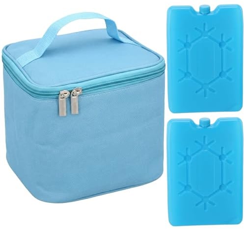 Blaue Kühltasche 4 l mit 2 Kühlakkus, 17 x 17 x 15 cm (Blau)