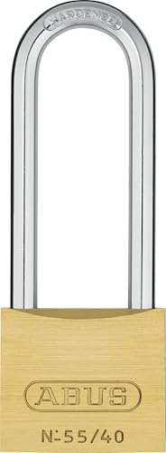 Abus Vorhängeschloss 55/40 - Messing, Langer Schäkel 63 mm | Kompaktes Messingschloss mit langem Schäkel – Maße 32 x 38 x 13 mm, horizontale Demontage 20,5 mm