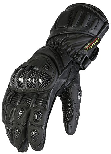 Texpeed Leather Motorcycle Air Vented Knuckle Pro Armoured Gloves | Black M | EN 13594 Motorbike Reinforced Gloves, Genuine Cowhide Leather, Biker Knuckle Armour, Long Cuffed, Water Resistant