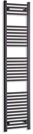 400mm Wide Black Heated Towel Rail Radiator Flat Ladder for Stylish Bathroom (400 x 1800mm)