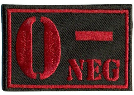 O NEG Blutgruppe 0 Negativ Military Survivor Biker Rotkreuz Abzeichen Aufnäher
