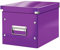 Leitz Click & Store Aufbewahrungsbox mit Deckel Mittel-Groß, Würfelbox für Regale im Wohnzimmer oder Büro, Transportbox aus 80 % recycelter Premium-Hartpappe, Stabile Metallgriffe, Violett, 61090062