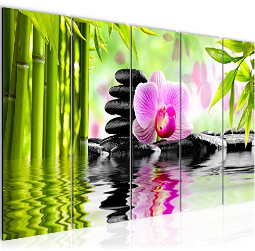 Runa Art Wandbild XXL Orchidee Feng Shui Wohnzimmer Schlafzimmer 200 x 80 cm Pink 5 Teilig - Made in Germany - 502055a