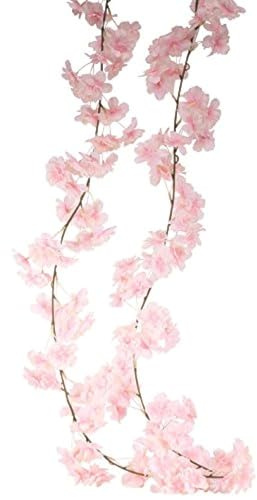 APAC 210cm Artificial Pink Cherry Blossom Garland Trailing Hanging Decorative Vine Silk Flowers Fake Plant Greenery Home Garden Wedding Reception Event Décor
