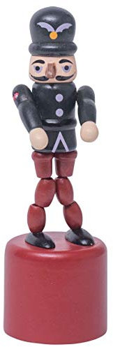 Steh-auf-Männchen Soldat schwarz-rot/ca. 11 cm/Deko-Figur/handbemalt im Kunsthandwerks-Stil/weihnachtlich dekorieren