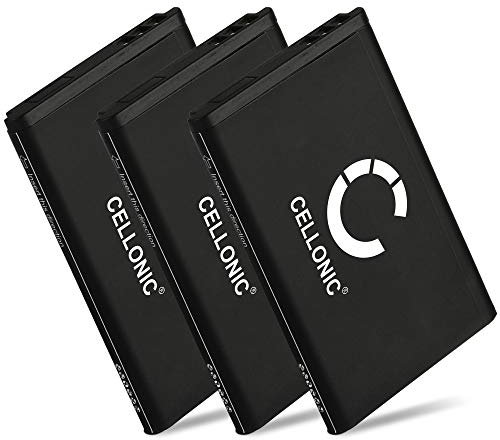 CELLONIC, Batterie Compatible avec Snom M65 Compatible avec NEC Gx77, SV9100 (1200mAh, 3.7V) 3X Batterie de Remplacement A051,10000058