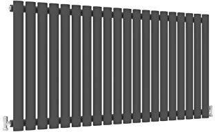Acezanble∣Horizontal Designer Oval Column Radiator Anthracite 600x1180mm Single Panel Centre Heating -Perfect for Barthroom,Hallway,Living Room, Kitchen
