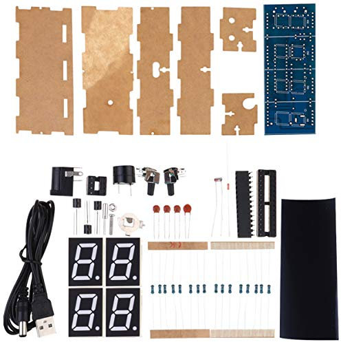 TOYANDONA DIY Digital Clock Kit LED Electronic Soldering Clock Electronic Board for Learning Beginner Electronic Enthusiast (Red)