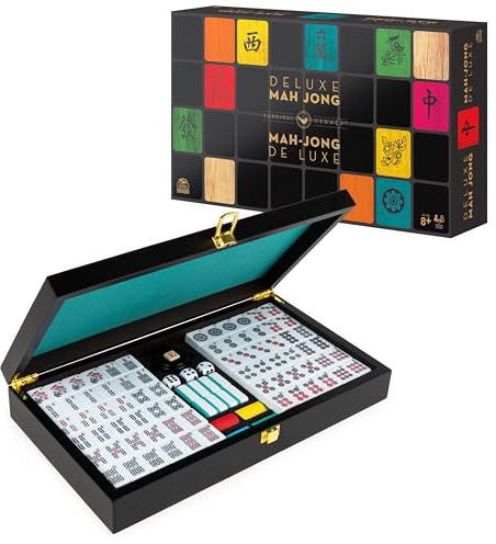 Spin Master Games Legacy Deluxe Mah Jong Classic Game with Two-Toned Tiles and Lined Wood Storage Case, Family Game for 4 Players Ages 8 and up