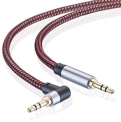 3.5mm Audio Cable 5m,3.5mm 90 Degree Right Angle Auxiliary Audio Cables, Compatible with iPhone,Smartphones, Home/Car Stereos & More (5m)