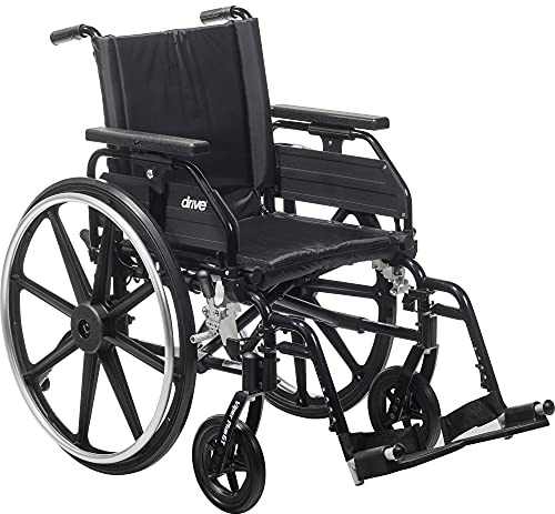 Drive Medical Viper Plus Gt Wheelchair with Universal Armrests, Swing-Away Footrests, 20 Seat, Deep Green Frame, Black Upholstery