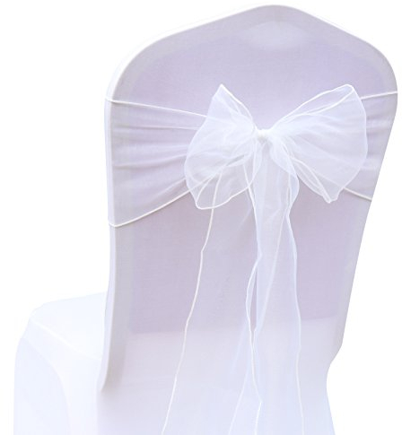 Organza Stuhlschleife Stuhl Schärpe Bögen Stuhlbezugschleifen Tischläufer Stehtisch-Schleife Stuhlschärpen für Hochzeit Party Geburtstag Veranstaltungen Weihnachten Dekoration 18 * 275CM 5 Weiß