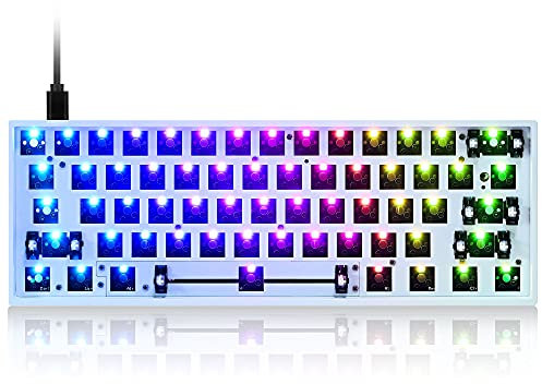 Guffercty kred GK61X PCB Plate Case 60% Keyboard Custom Hot Swappable RGB Keyboard DIY Kit Wired Tyce-C for 3/5 Pin Switch (GK61X White)