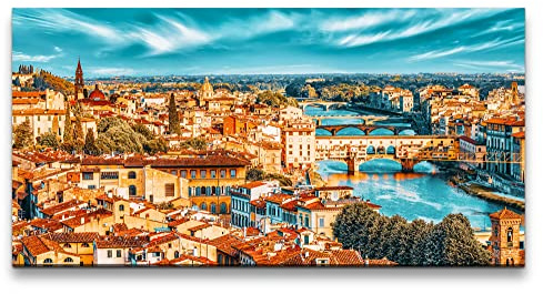 Paul Sinus Leinwandbild 120x60cm Florenz Italien Historische Stadt Süden Fluss Brücken