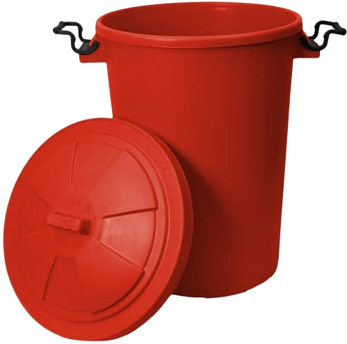 JMS we create smile 50L,80L Plastic Dustbin - Outdoor - Horses - Recycle - Waste - Rubbish Sale (Red, 50 Litre)