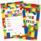 Nezyo 30 Pack Birthday Party Invitations with Envelopes Bulk Colorful Building Block Party Invitation Kids Stacking Bricks Invite Card Set for Girls Boy Decorations Supplies(60 Pieces,Building Block)
