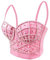 Woboren Push up Bustier Crop Top para mujer Gothic Punk Rhinestone Corset Clubwear Party Bra (Rosa, M)