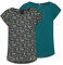 ONLY OnLVIC Lot de 2 t-shirts basiques pour femme Col rond Coupe droite Chemisier à manches courtes Fermeture éclair Motif été Noir Vert Rose Bleu 34 36 38 40 42 44, Deep Teal (15284243), 40