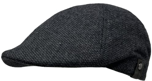 WEROR Herren Flatcap Schirmmütze Schiebermütze Mütze Cap Fischgrät WEROR-406.1 (60-61, Schwarz)