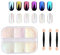 6 Farben Chrome Nail Powder, Pearl Powder Nail Glitzerpuder, Nagel Spiegel Pulver Nägel Glitzer Neon Pearl Effect, Chrom Pigmente für Nagelkunst