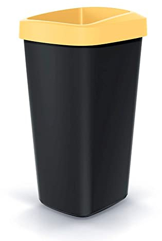 KEDEN Cubo de reciclaje 45L plástico con práctica tapa abierta color amarillo.