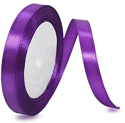 Satinbands Lila 10mm Breit, 23 Meters Weiss Geschenkband für Geschenkverpackungen, DIY-Basteleien, Blumensträuße, Nähprojekte, Schleifenherstellung, Geburtstags- und Hochzeitsdekorationen