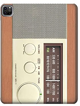 FM AM Holz-Empfänger-Grafik-Tablet-Hülle für iPad Pro 12,9 (2022,2021,2020,2018, 3., 4., 5., 6.)