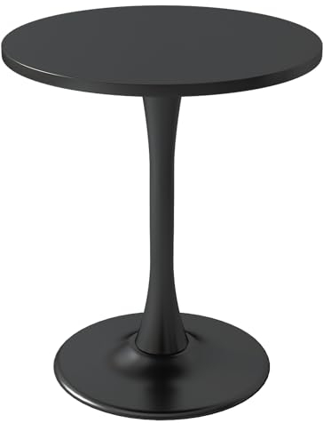 Kasinali 61 cm schwarzer runder Tisch, moderner Esstisch, Tulpe, runder Küchentisch, Mitte des Jahrhunderts, Couchtisch für Wohnzimmer