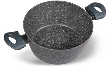 Zanetti - Casseruola Antiaderente 24 cm DURAPIETRA, adatta a tutti i piani cottura incluso induzione, Due Manici, Rivestimento Alto Spessore, Diametro 24 cm