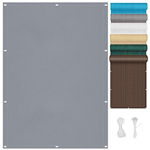 Sonnensegel Atmungsaktive Rechteckig 2 x 5 m UV Schutz Atmungsaktiv Sichtschutz Balkon mit Ösen und Befestigungsseile für Patio Hinterhof Rasengarten, Grau