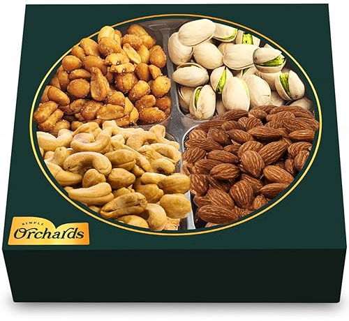 Geschenkkorb mit Nüssen – Geschenkkorb mit Heißhungerattacken, Gourmet-Nüsse-Kollektion, gesunde koschere Snacks, hochwertige gemischte Nüsse, Geschenkbox, Blumenstraußplatte, perfekt für