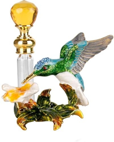 SEVENBEES 4ml Glass Perfume Bottle with Decorative Hummingbird Figurine - Refillable Bottles Fragrance Container for Women - Gift for Girls