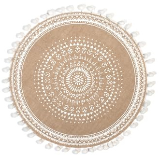 H&H Set 6 Tovagliette in Juta e Poliestere, Tonde, Colori Assortiti, 38cm