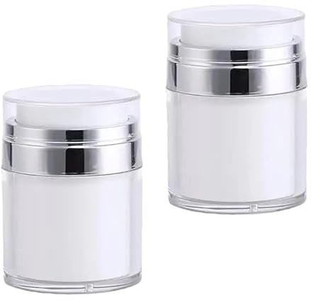 Airless Pump Bottle Portable Cream Jar Vacuum Bottle Travel Airless Pump Jar Moisturiser Container Moisturiser Pump Dispenser Refillable Portable Cosmetic Jars(2pcs 50ml)