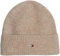Tommy Hilfiger Damen Strickmütze Essential Flag Fuzzy Beanie mit Logo, Beige (Beige), Einheitsgröße