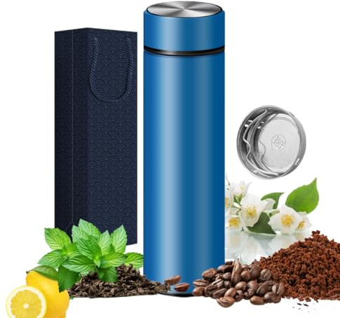 Botellas aislantes - Termo de Vacío de Doble Pared 400ml, Botella de Agua Acero Inoxidable sin BPA, Botella Termica conserva líquidos fríos y calientes, para Niños, Colegio, Oficina, Trekking (Azul)