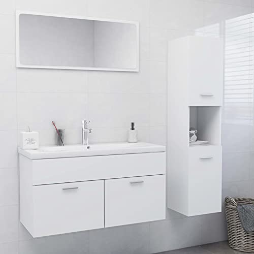 LAPOOH Conjunto de Muebles de baño aglomerado Blanco, Muebles para Baño, Muebles para Lavabo, Armario Baño - 3070973