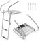 COSTWAY 3/4-Step Telescoping Boat Ladder, Folding Stainless Steel Swim Dock Ladder with Non-slip Steps, Heavy Duty Boat Boarding Ladder (3-step, with Platform & Handrails)