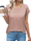 Zeagoo Camicetta Donna Casual in Raso Estiva Camicia Elegante Blusa a Manica Corta Maglietta Rosa Girocollo T-Shirt Top, XXL