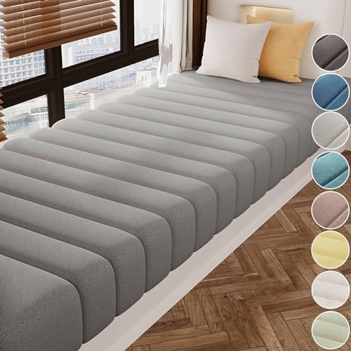 Benutzerdefinierte Bankkissen Bankauflage Stuhlkissen Für Fensterbank, Sitzkissen Für Fensterbank, Waschbar Abnehmbar, Sitzbank Eckbank Auflagen Für Innen Outdoor ( Farbe : Teddy Velvet-Dark Gray )