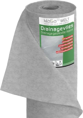 HaGa Tessuto non tessuto per drenaggio, 100 g/m², 3 m x 10 m, per drenaggio, sabbiera, geovlies, tessuto non tessuto per giardinaggio e sotto lastre di pavimentazione