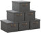 WOLTU Foldable Storage Boxes Set of 6, Fabric Storage Cubes with Metal Frame, Storage Baskets with Lid and Handles, Clothes Organisers for Wardrobe, Study, Children's Room, Bedroom, Grey, 43x33x26cm
