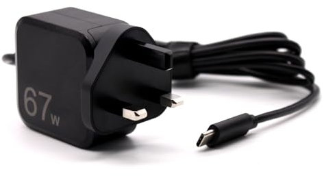 67W USB C Charger Compatible with Dell XPS/Latitud/Chromebook, Laptop Charger for Lenovo ThinkPad/Chromebook, HP Chromebook,and More USB-C Power Supply UK - Black